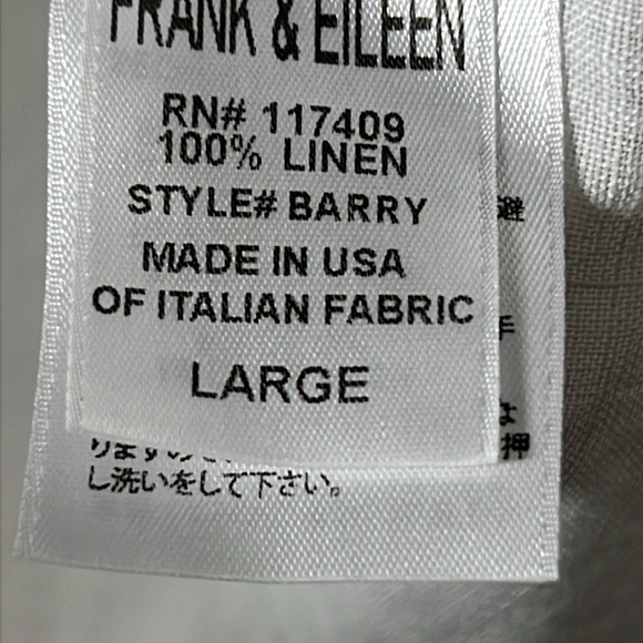Frank & Eileen white Barry linen button front shirt size Large - Picture 7 of 12